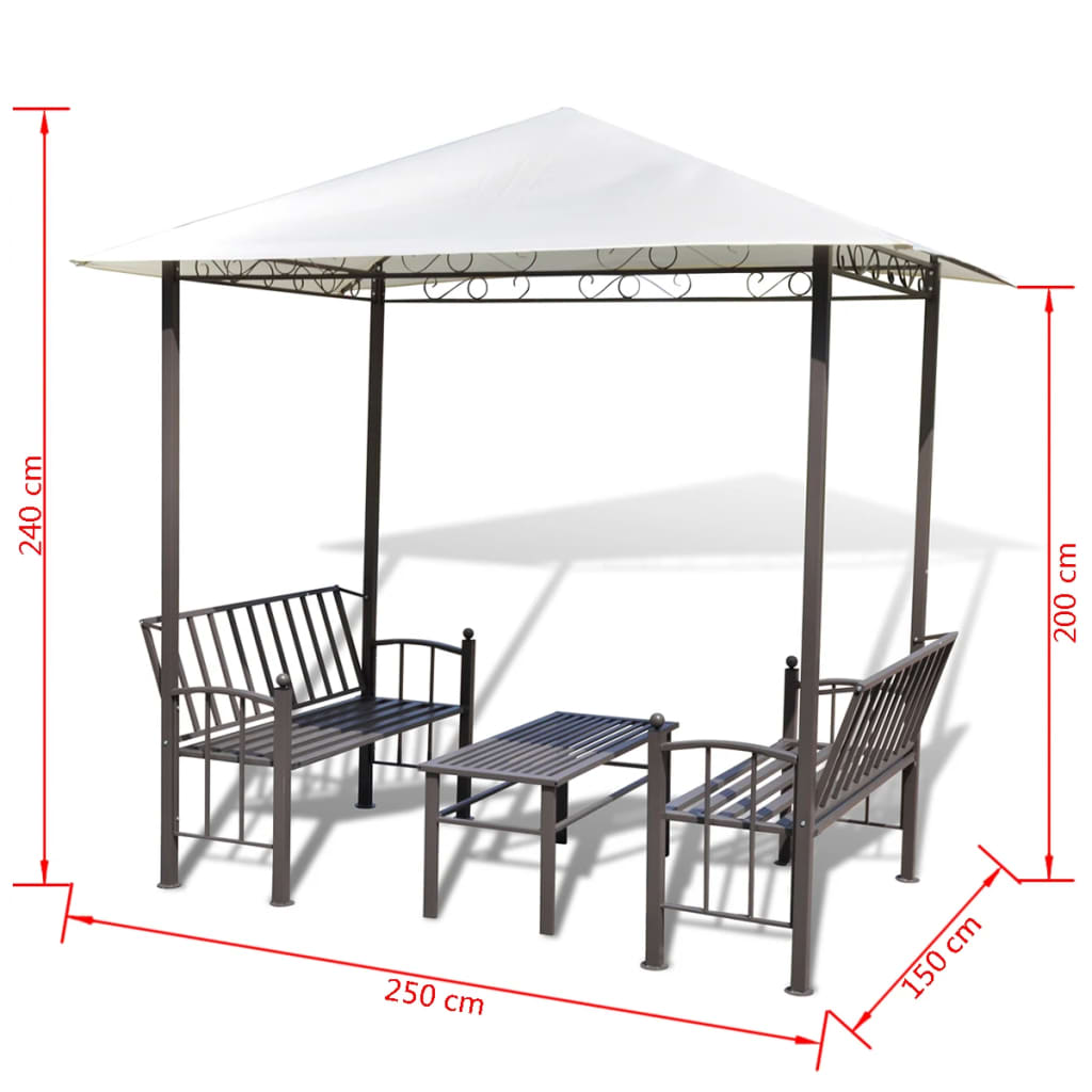 vidaXL havepavillon med bord og bænk 2,5x1,5x2,4 m