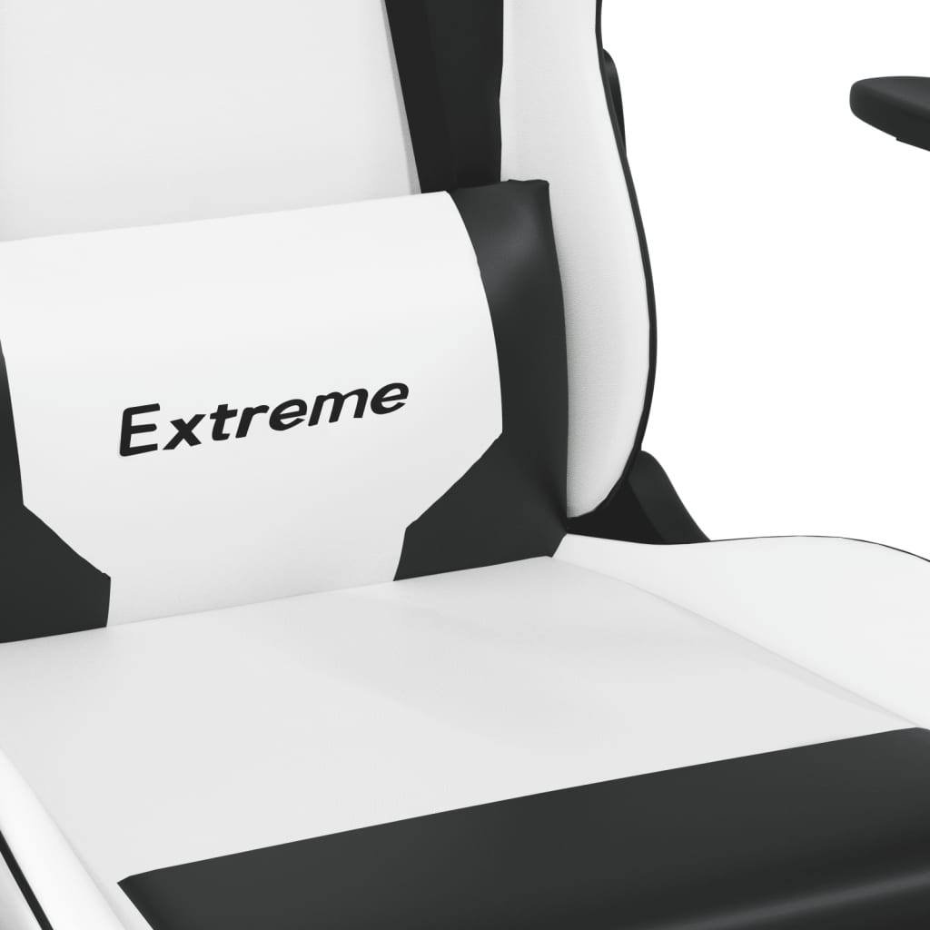 vidaXL gamingstol m. massagefunktion kunstlæder hvid og sort
