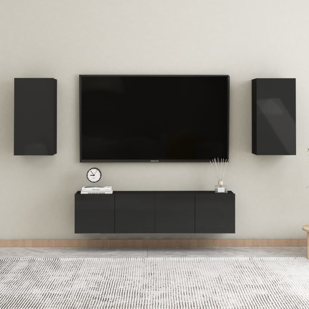 vidaXL tv-bord 30,5x30x60 cm konstrueret træ sort højglans
