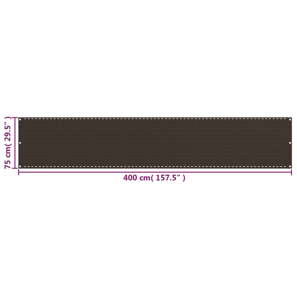 vidaXL altanafskærmning 75x400 cm HDPE brun