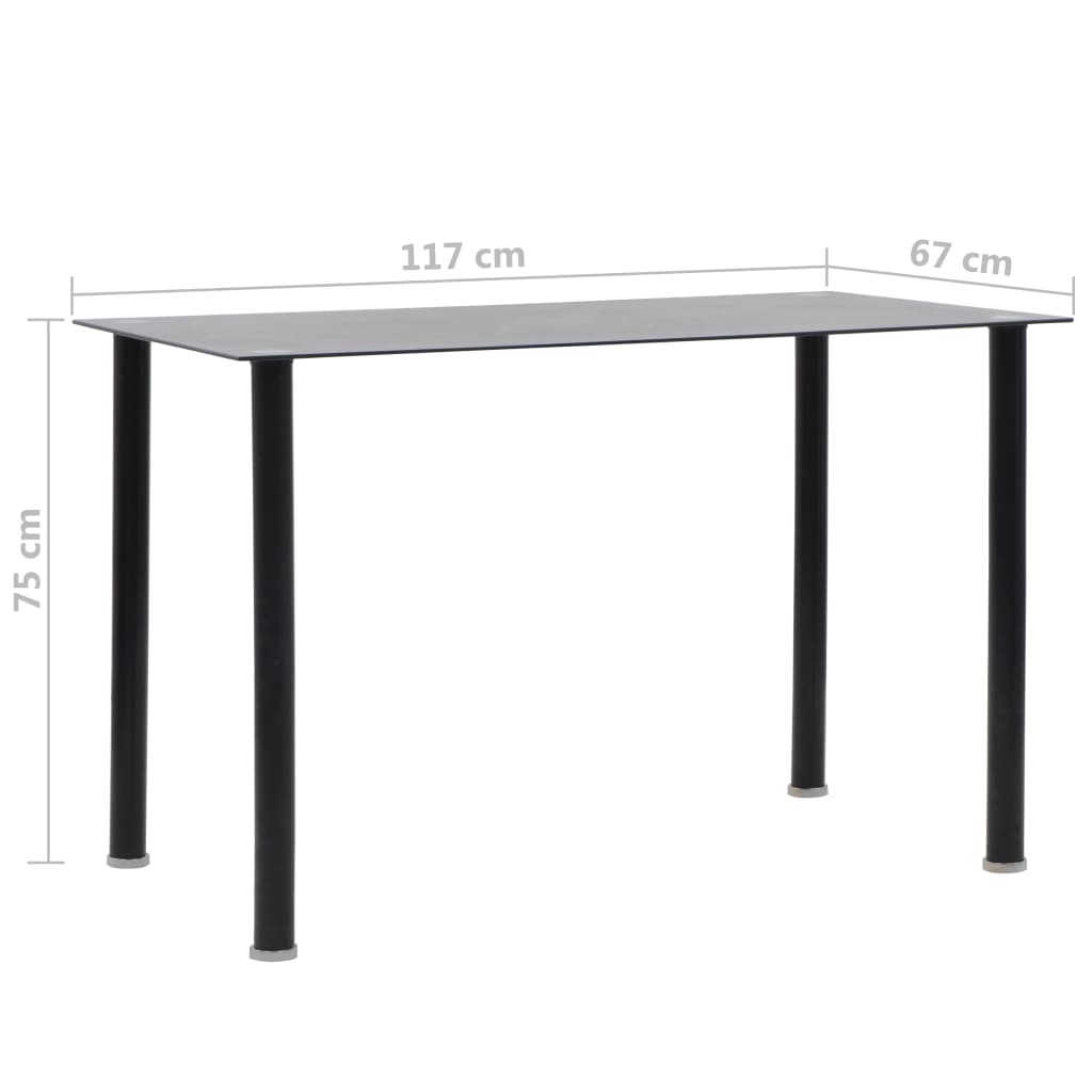 vidaXL spisebordssæt i 5 dele kunstlæder og stål glas sort