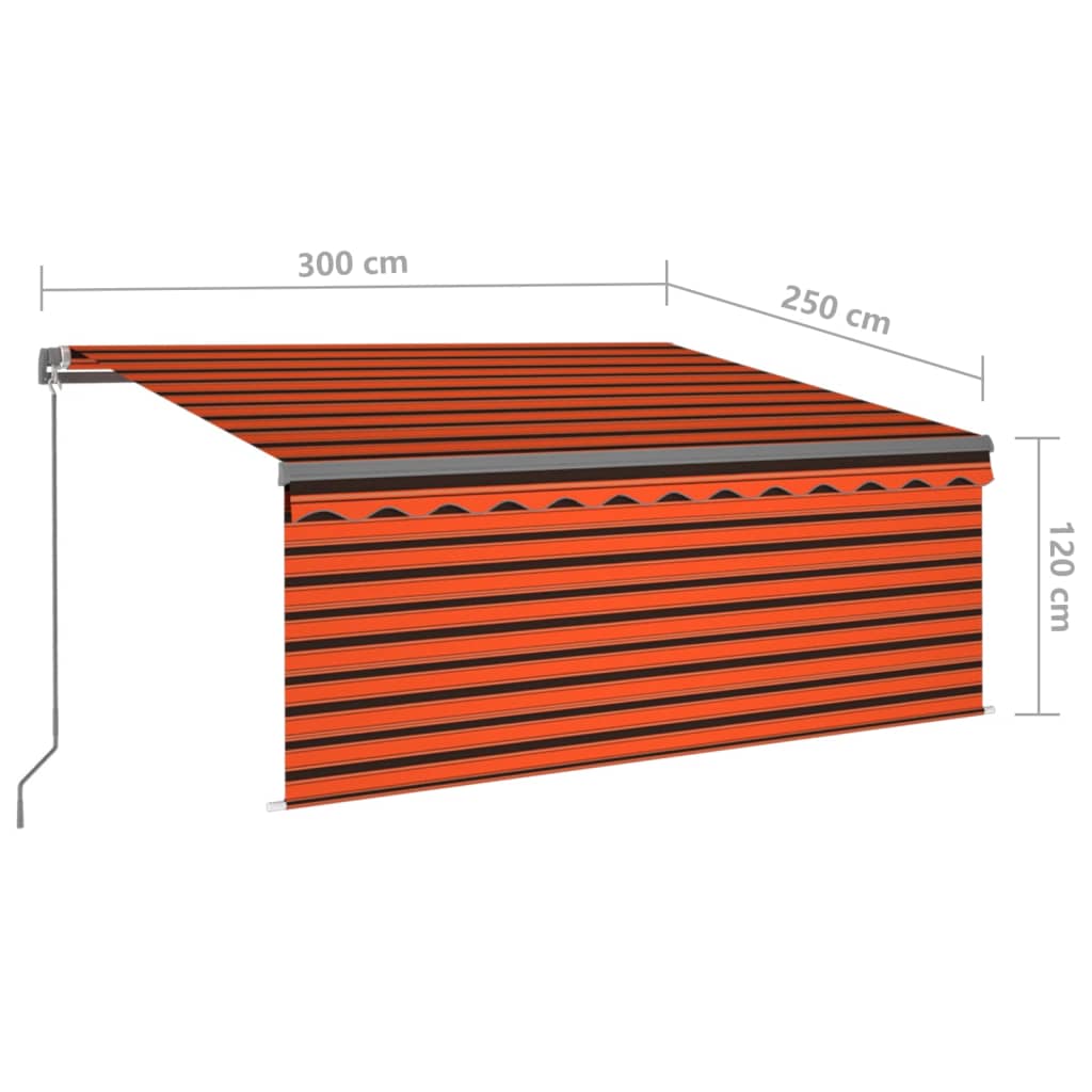 vidaXL markise m. gardin 3x2,5 m manuel betjening orange og brun