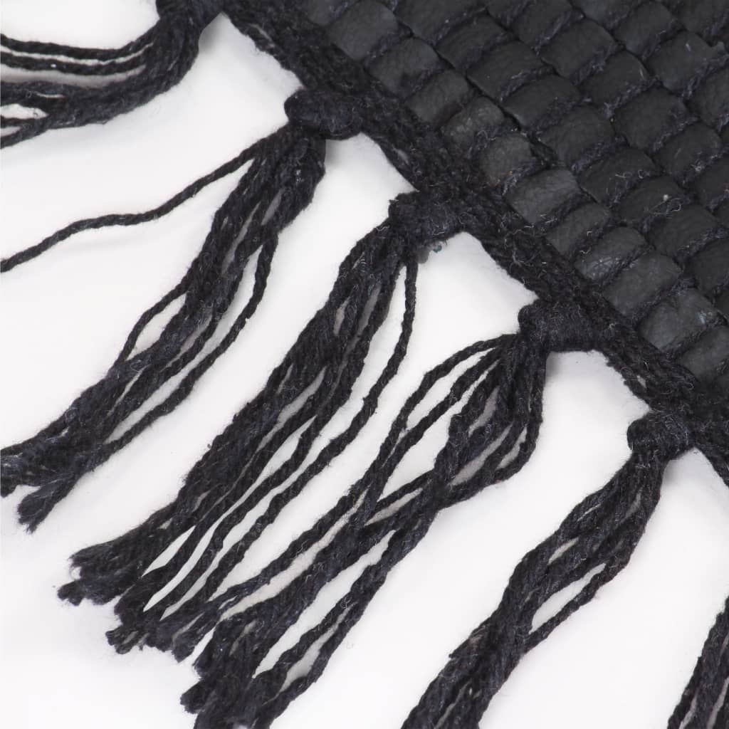 vidaXL håndvævet chindi-tæppe læder 190 x 280 cm sort