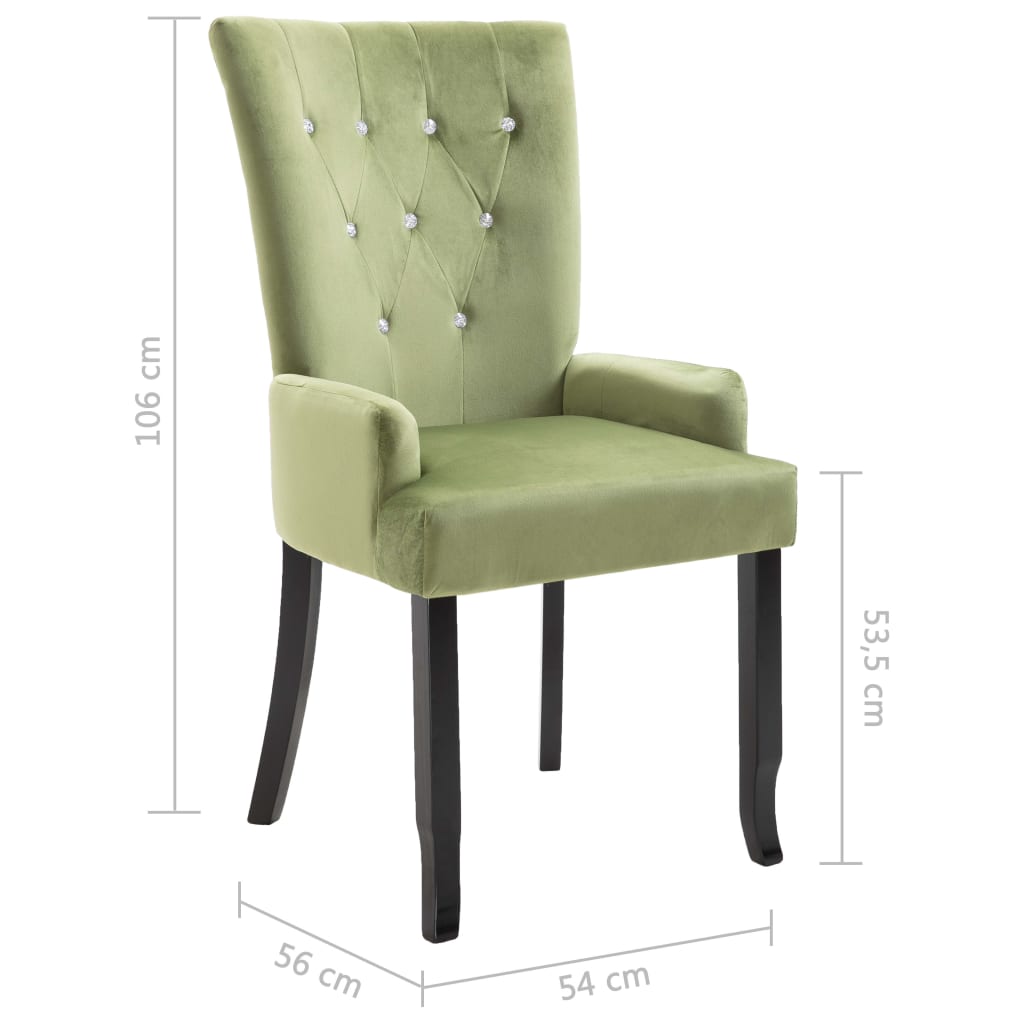 vidaXL spisebordsstole med armlæn 2 stk. velour lysegrøn