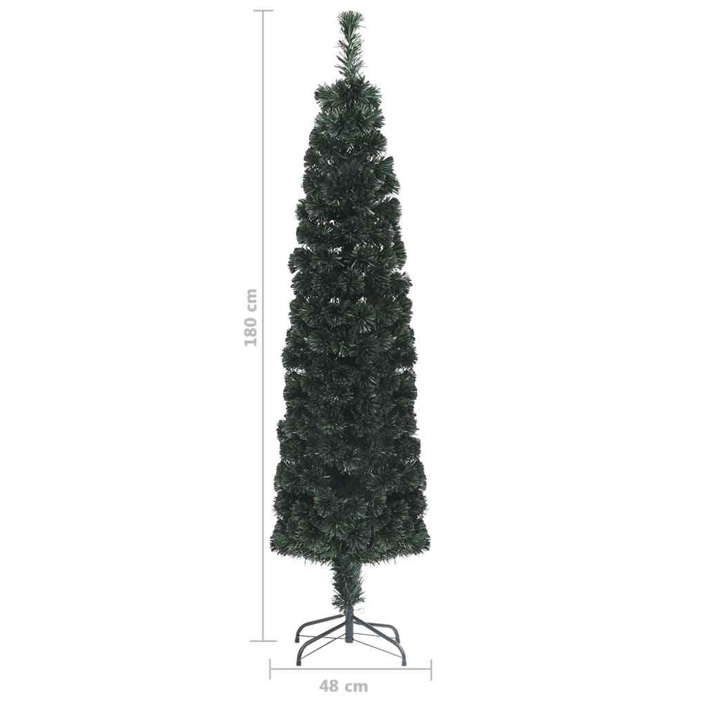 vidaXL kunstigt smalt juletræ med juletræsfod 180 cm fiberoptisk