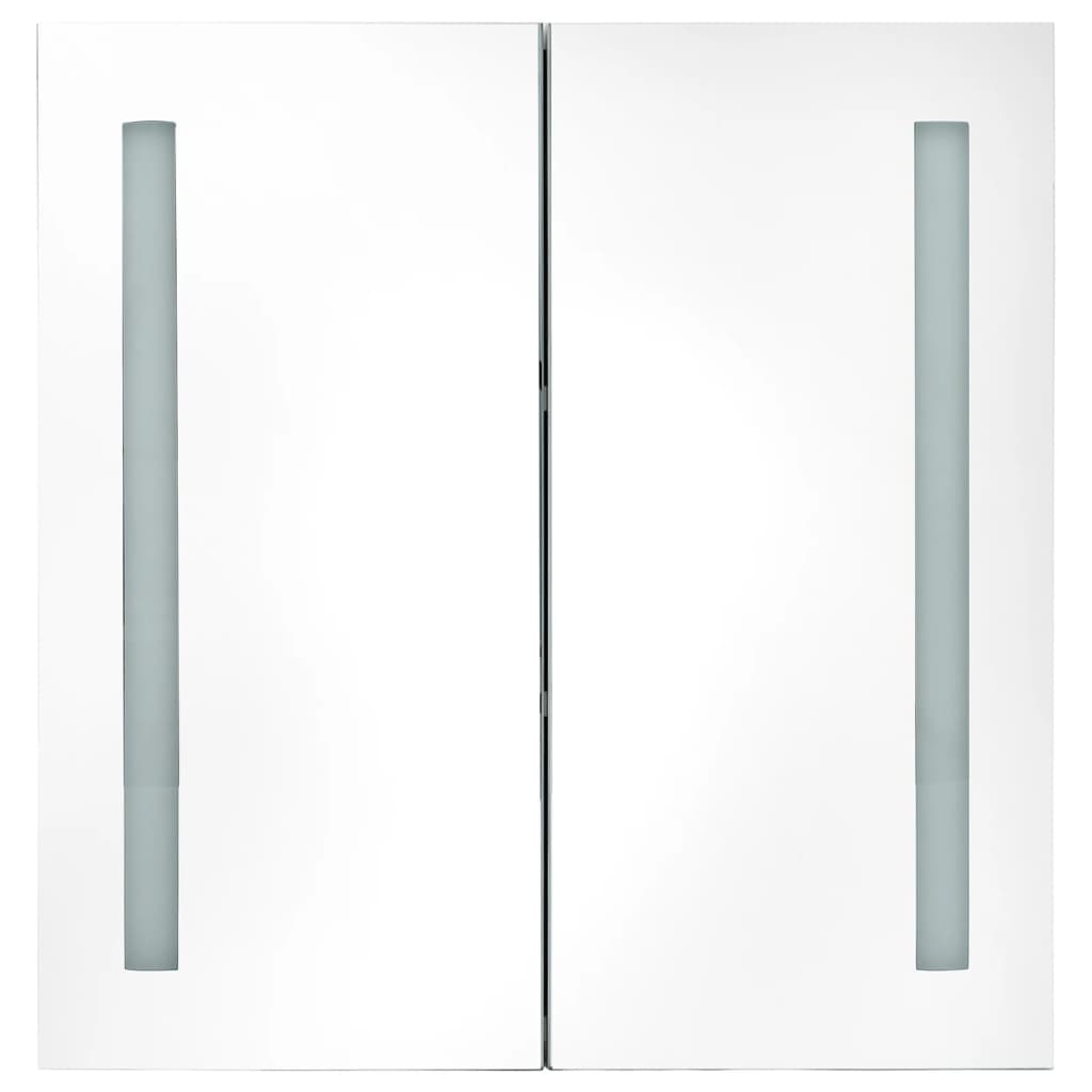 vidaXL badeværelsesskab med spejl + LED-lys 62x14x60 cm hvid og egetræ