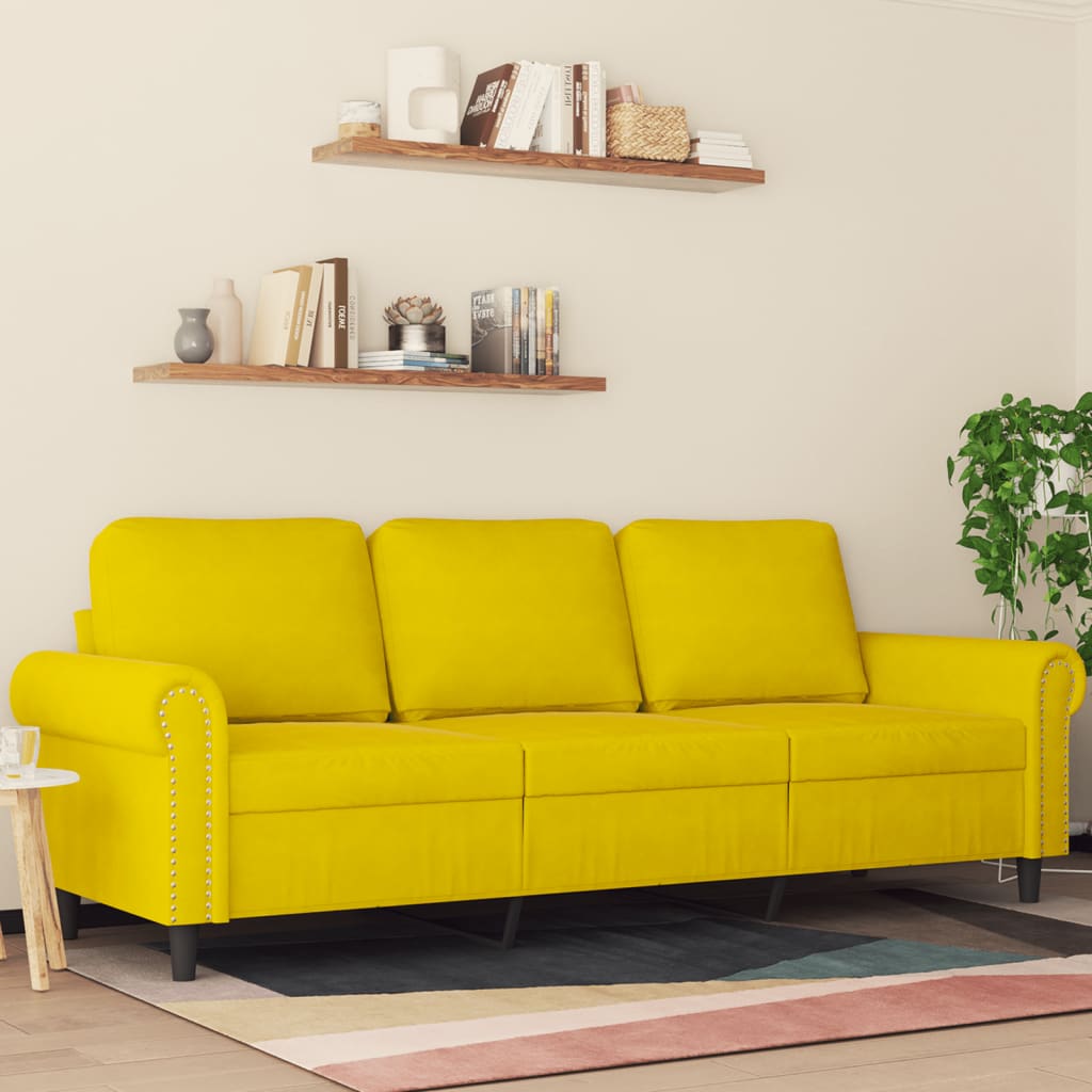 vidaXL 3-personers sofa 180 cm velour gul