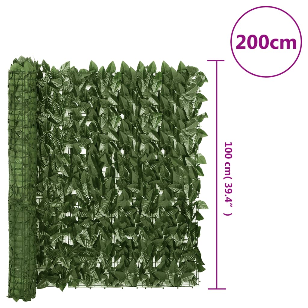 vidaXL altanafskærmning 200x100 cm mørkegrønne blade
