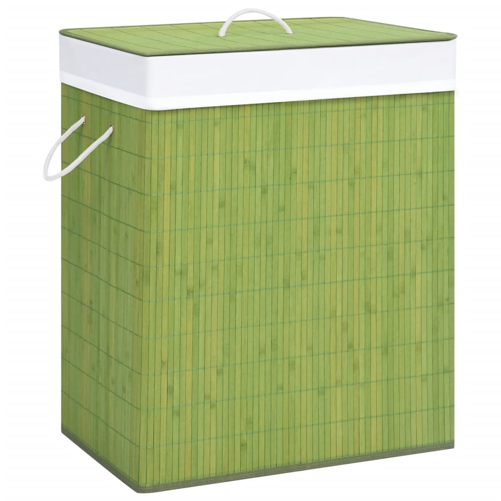 vidaXL vasketøjskurv med 2 rum 100 l bambus grøn