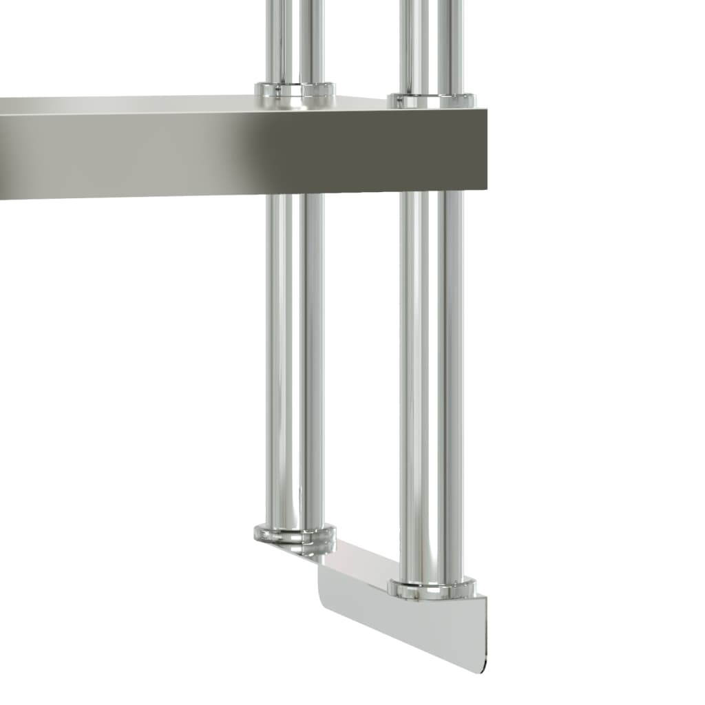 vidaXL tophylde til arbejdsbord 110x30x65 cm 2 niveauer rustfrit stål