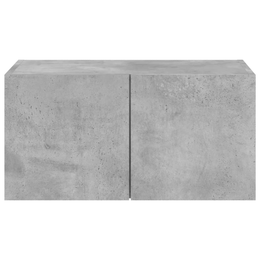 vidaXL væghængt tv-bord med LED-lys 60x35x31 cm betongrå
