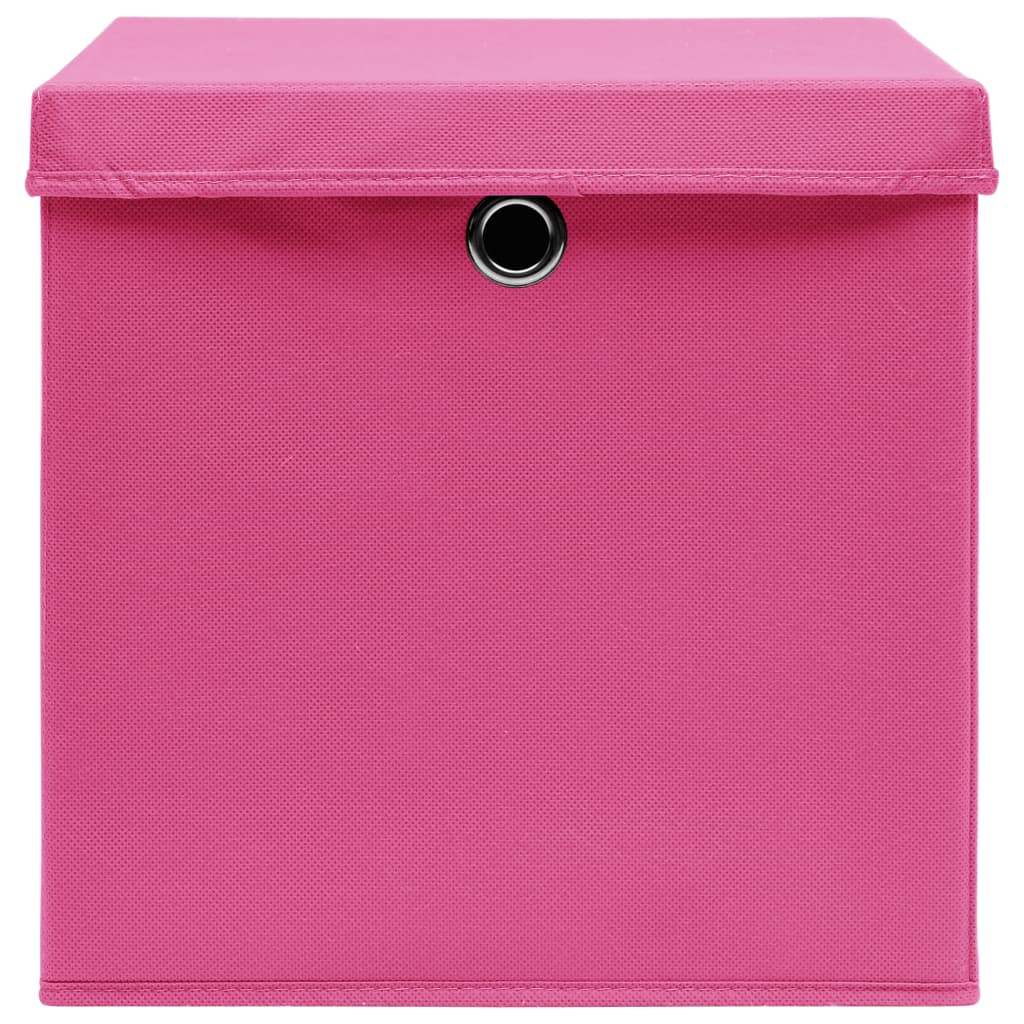 vidaXL opbevaringskasser med låg 4 stk. 28x28x28 cm pink