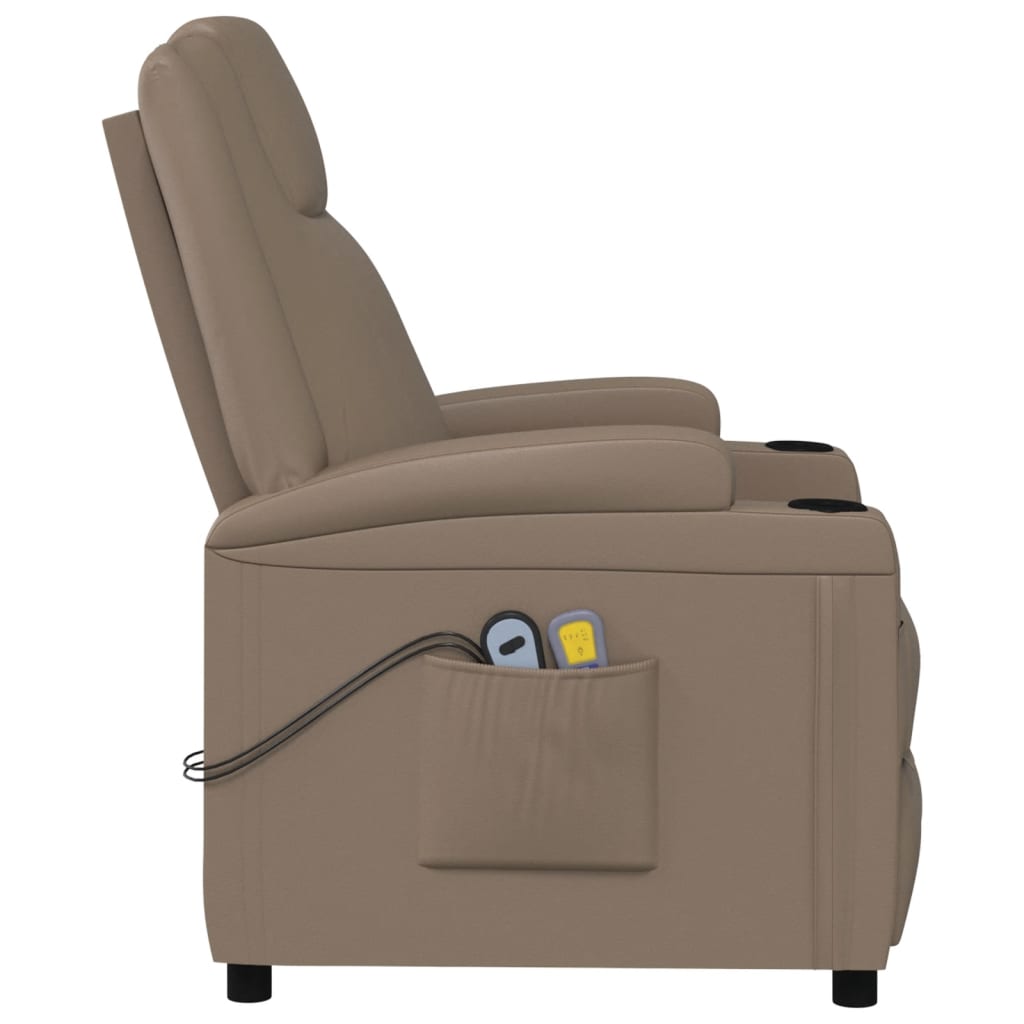 vidaXL løftestol med massagefunktion kunstlæder cappuccinofarvet