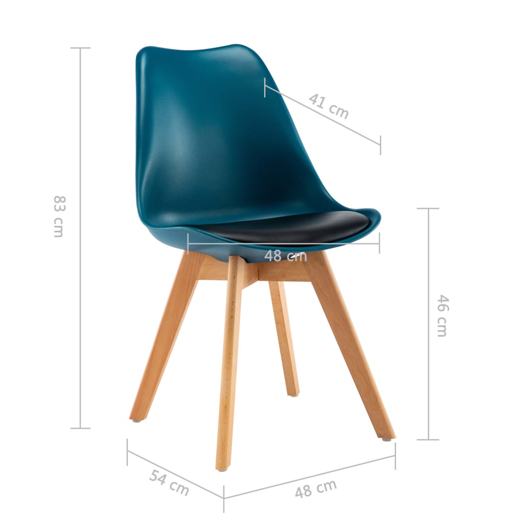 vidaXL spisebordsstole 2 stk. kunstlæder turkis og sort