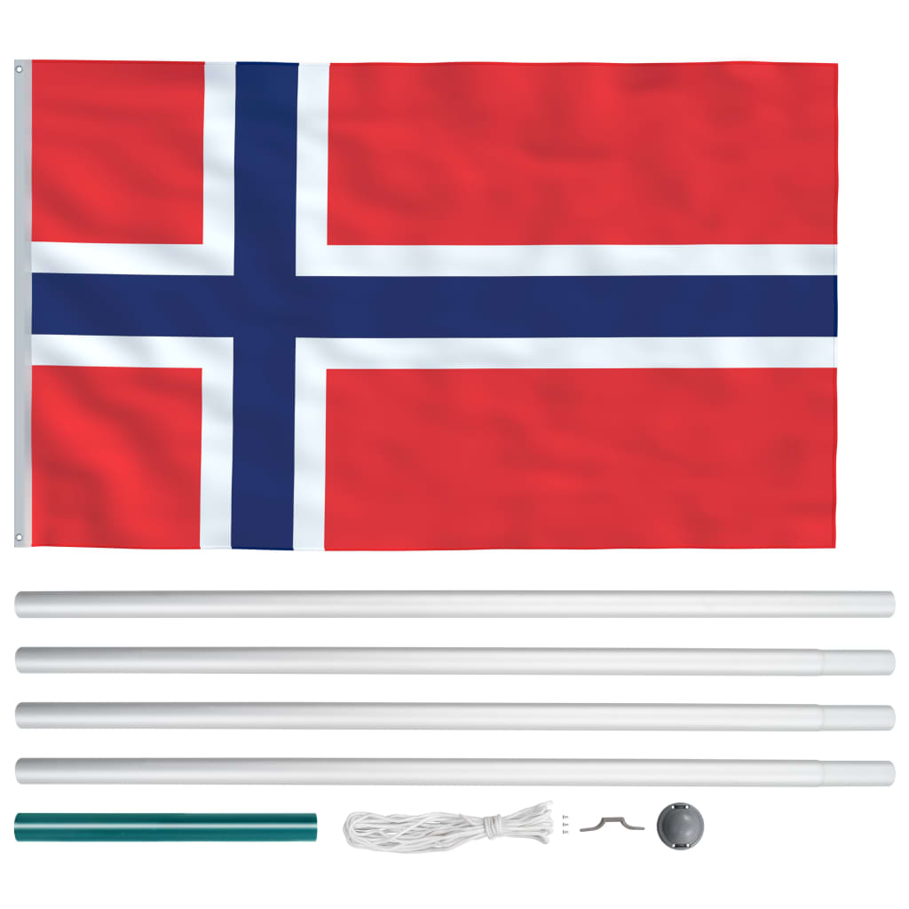 vidaXL norsk flag og flagstang 6,2 m aluminium