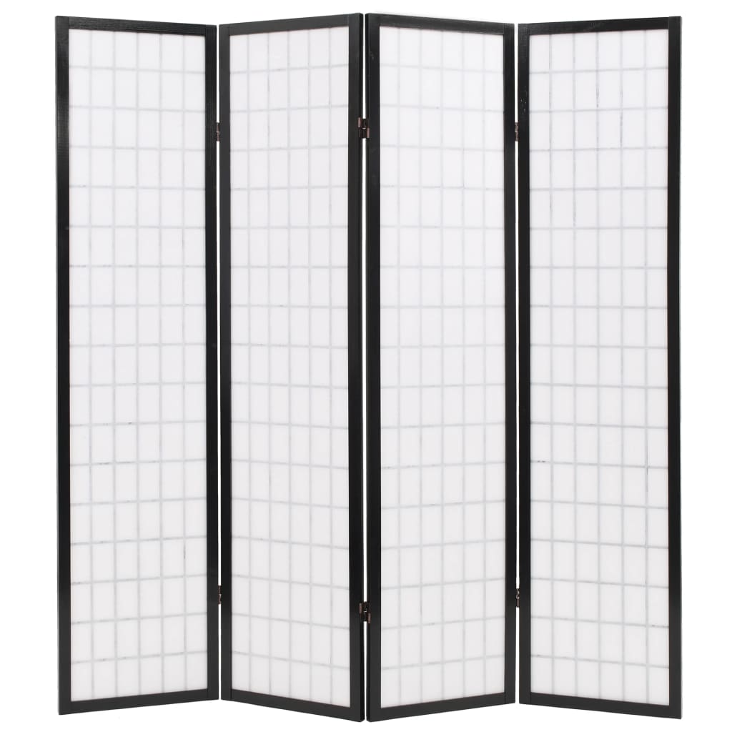 vidaXL foldbar 4-panels rumdeler japansk stil 160 x 170 cm sort