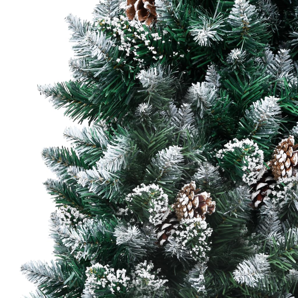vidaXL kunstigt juletræ med grankogler og hvidt sne 180 cm