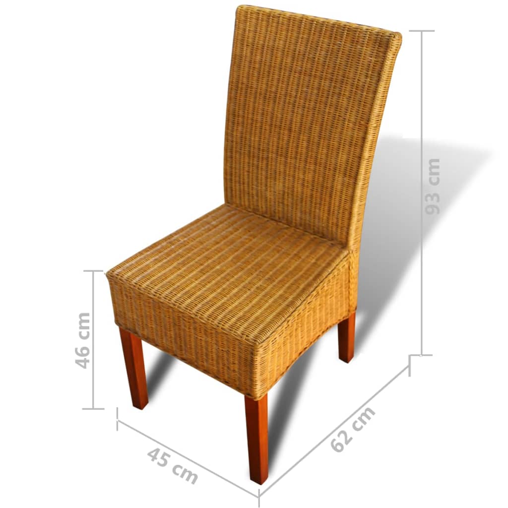 vidaXL spisebordsstole 6 stk. naturlig rattan brun
