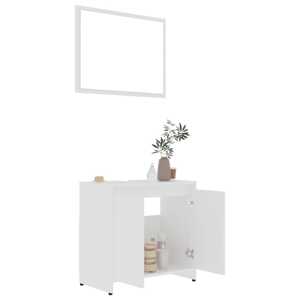vidaXL møbelsæt til badeværelse konstrueret træ hvid