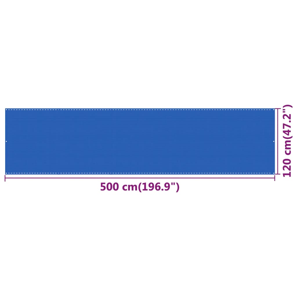 vidaXL altanafskærmning 120x500 cm HDPE blå
