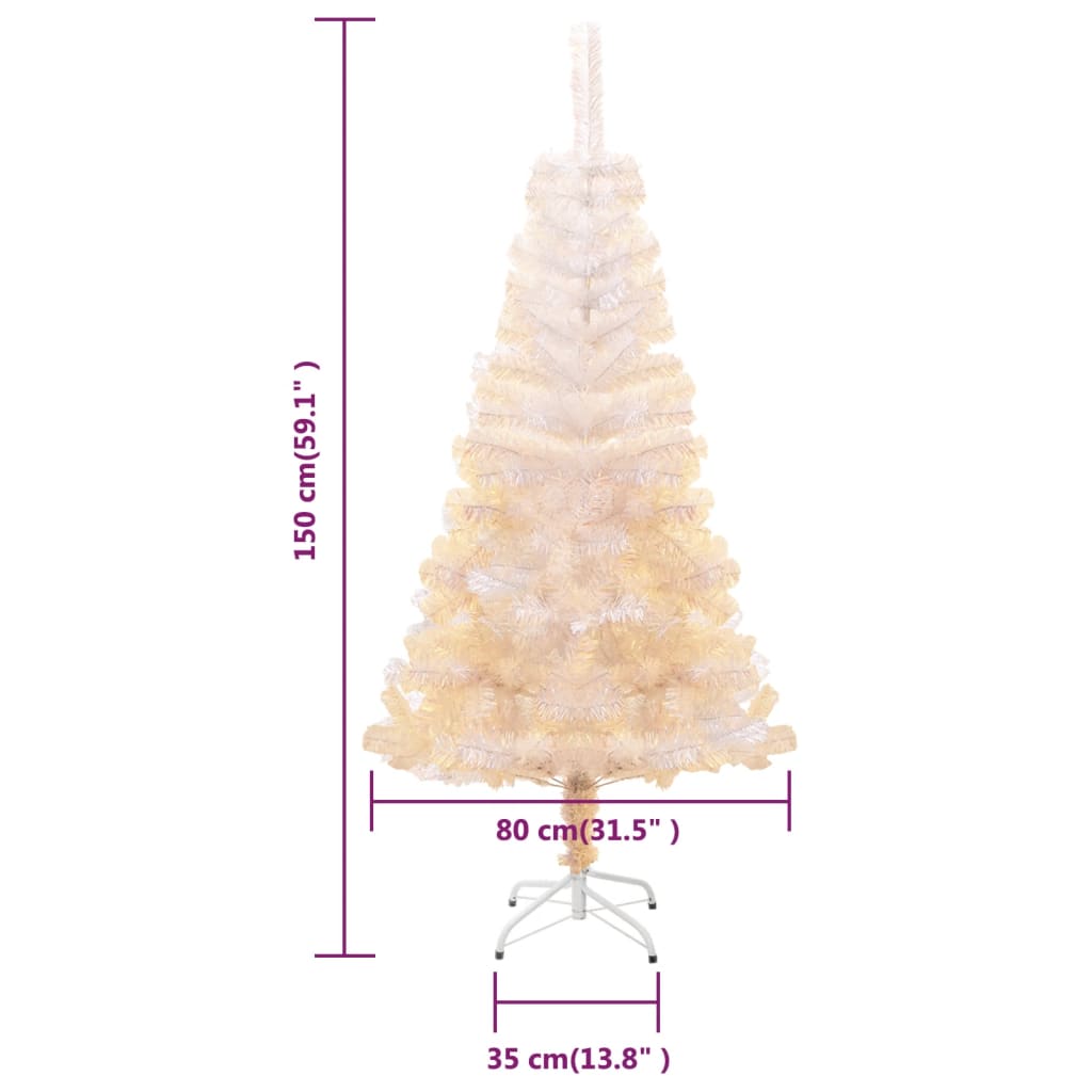 vidaXL kunstigt juletræ med farverige grene 150 cm PVC hvid