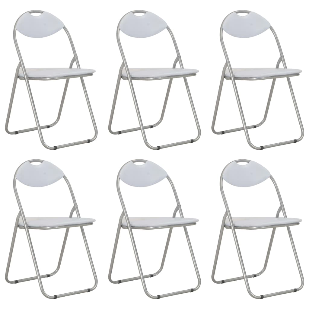 vidaXL sammenklappelige spisebordsstole 6 stk. hvid kunstlæder