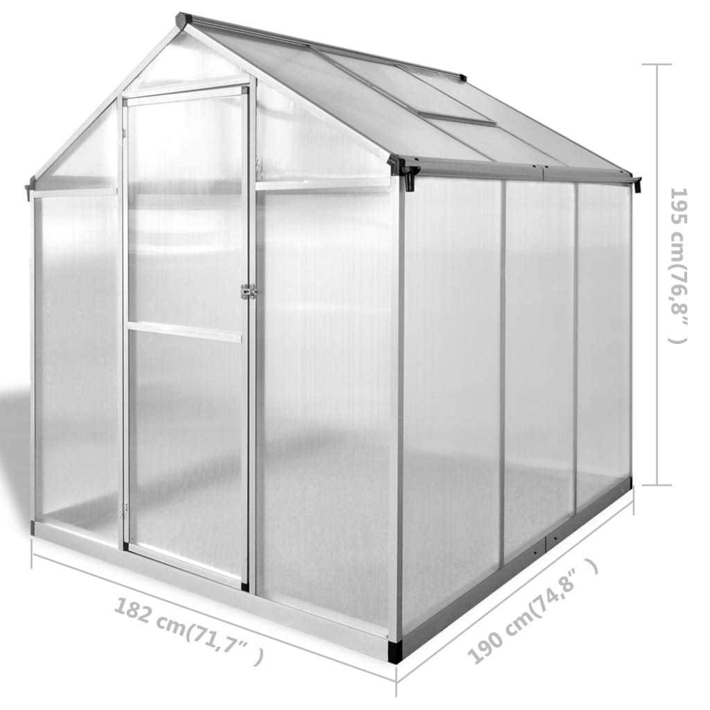 vidaXL drivhus 3,46 m² forstærket aluminium