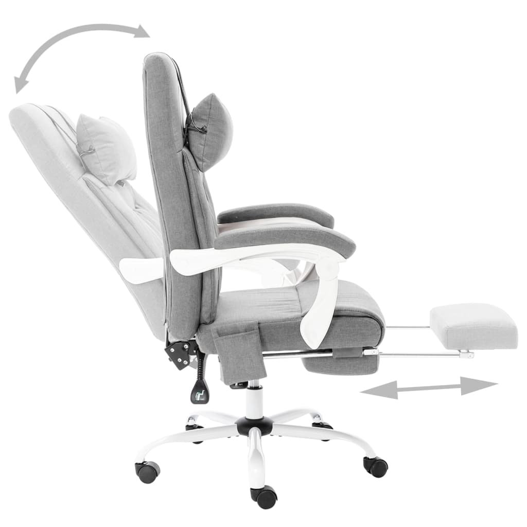 vidaXL kontorstol med massagefunktion stof grå