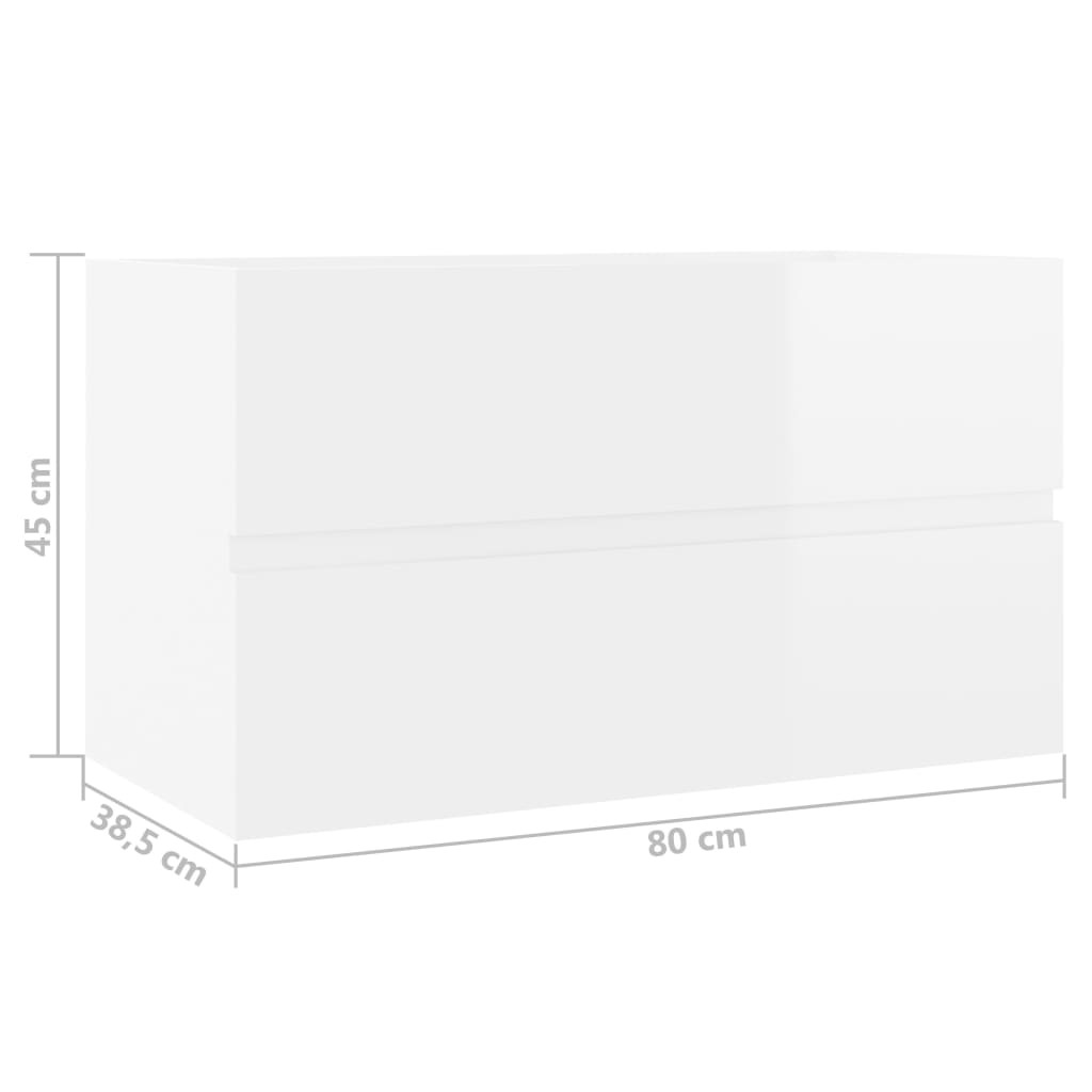 vidaXL vaskeskab 80x38,5x45 cm spånplade hvid højglans