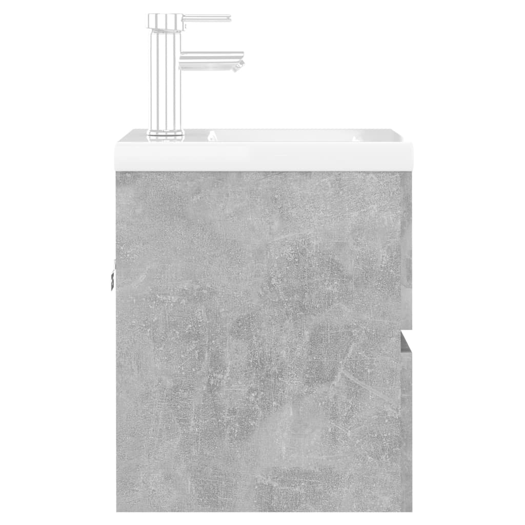 vidaXL vaskeskab med indbygget håndvask konstrueret træ betongrå