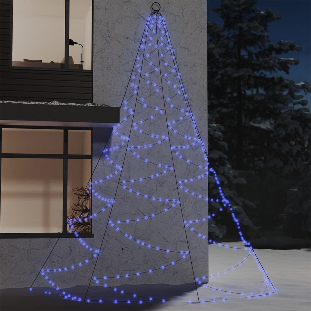 vidaXL LED-juletræ til væg med metalkrog 720 LED'er 5 m blå