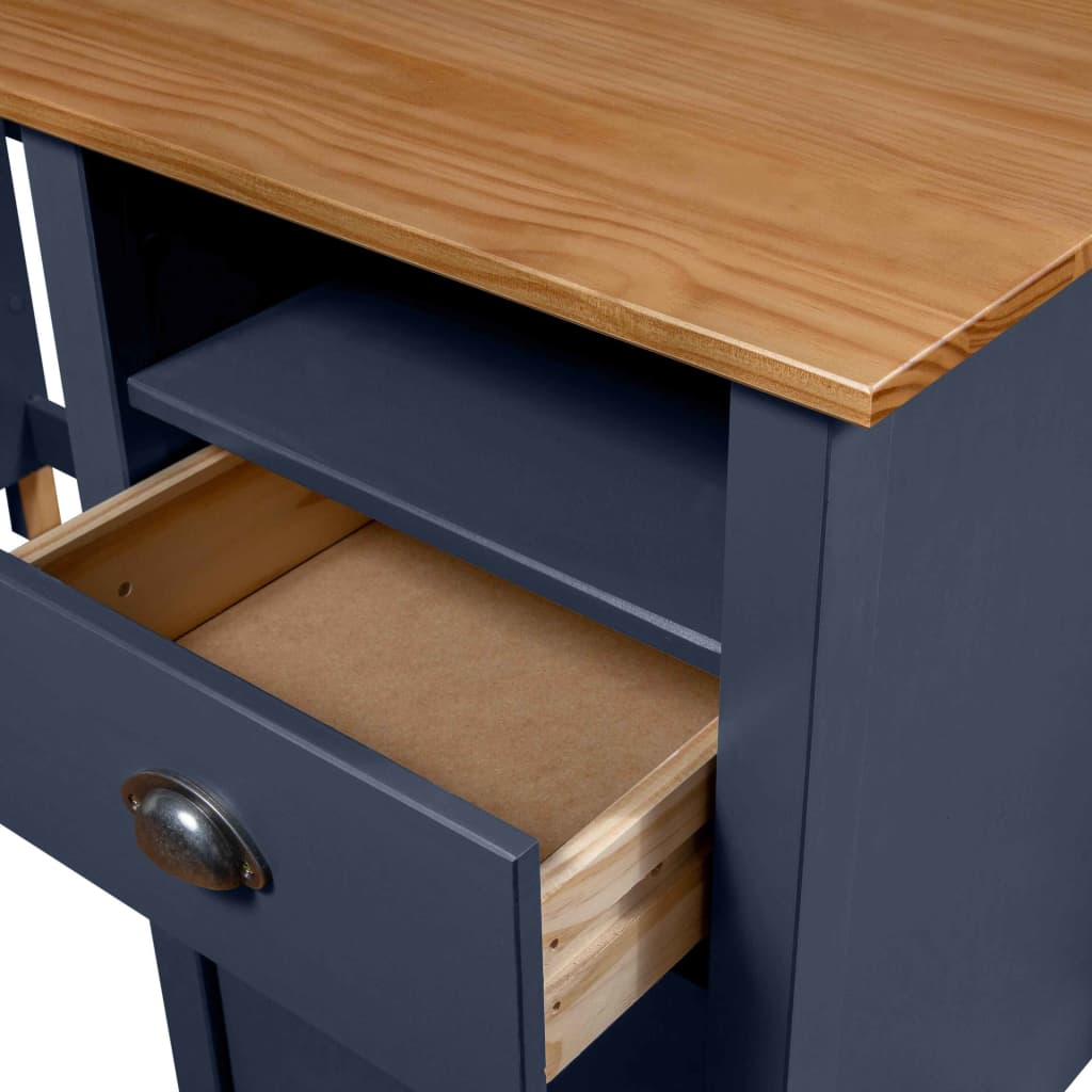 vidaXL skrivebord Hill med 3 skuffer 120x50x74 cm massivt fyrretræ grå