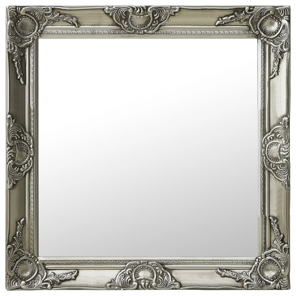 vidaXL vægspejl 60x60 cm barokstil sølvfarvet