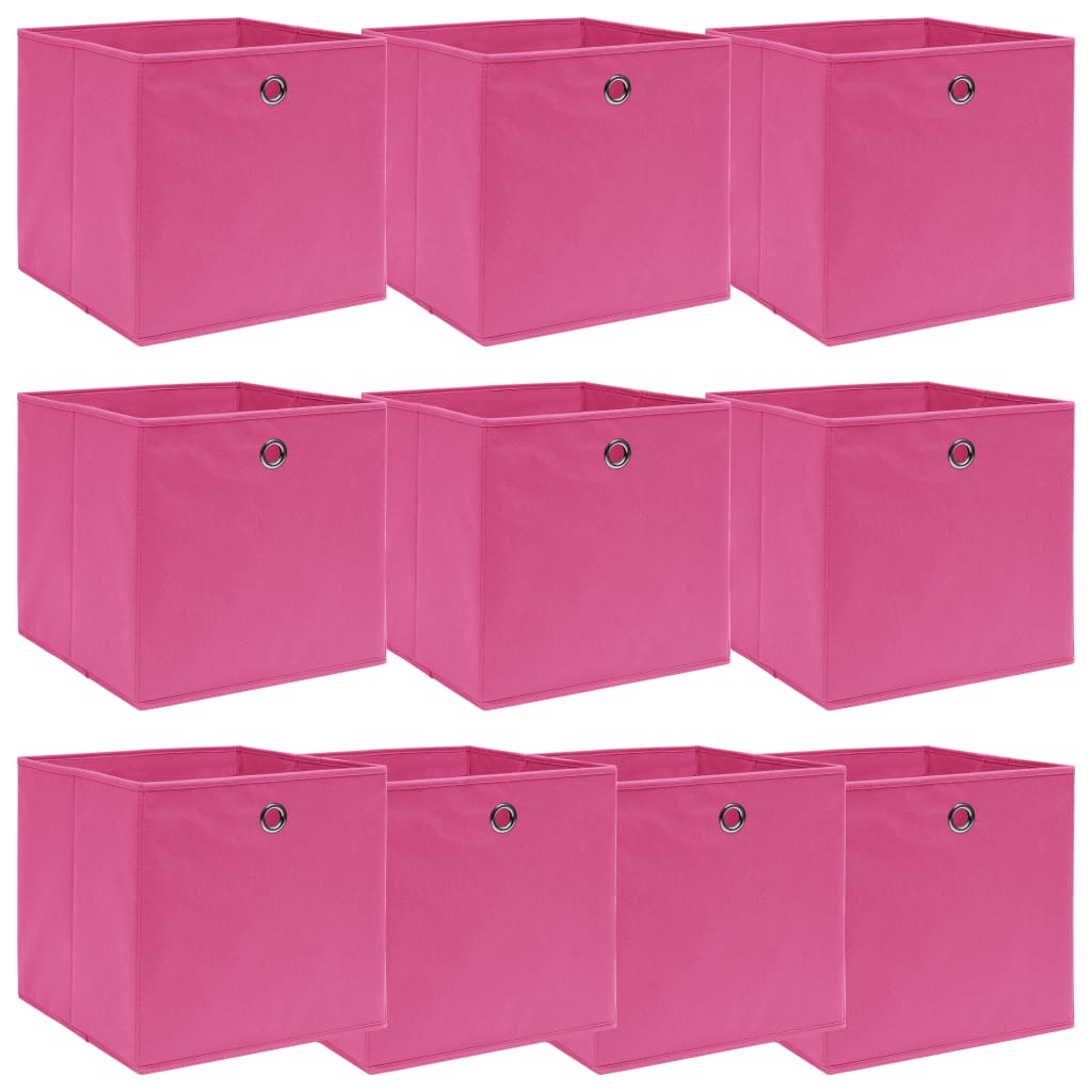 vidaXL opbevaringskasser 10 stk. 32x32x32 stof pink
