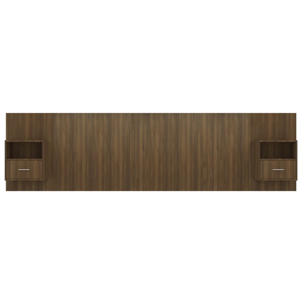 vidaXL sengegavl med opbevaring konstrueret træ brun egetræsfarve