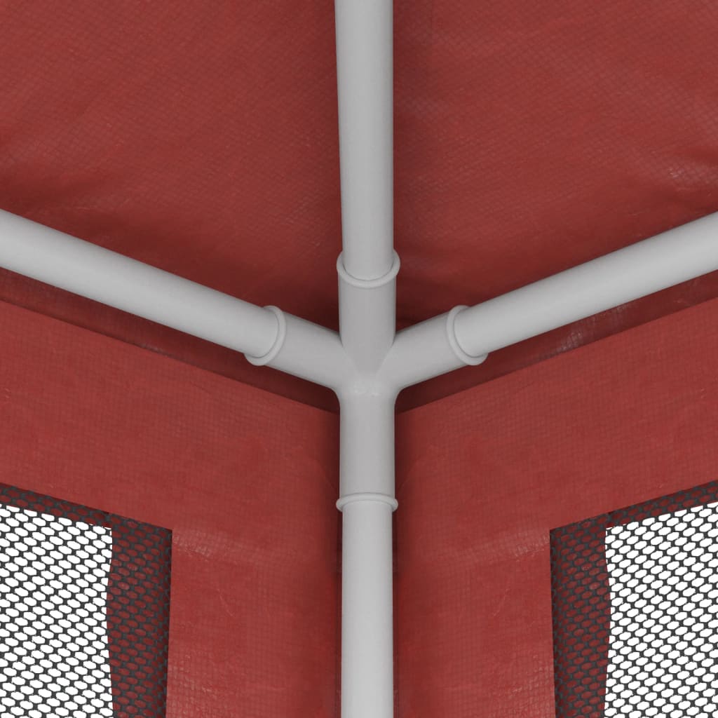 vidaXL festtelt med 4 sidevægge 2x2 m trådnet HDPE rød