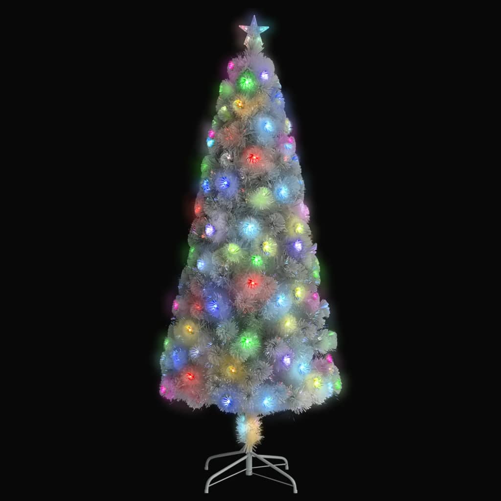 vidaXL kunstigt juletræ med lys 240 cm fiberoptisk hvid