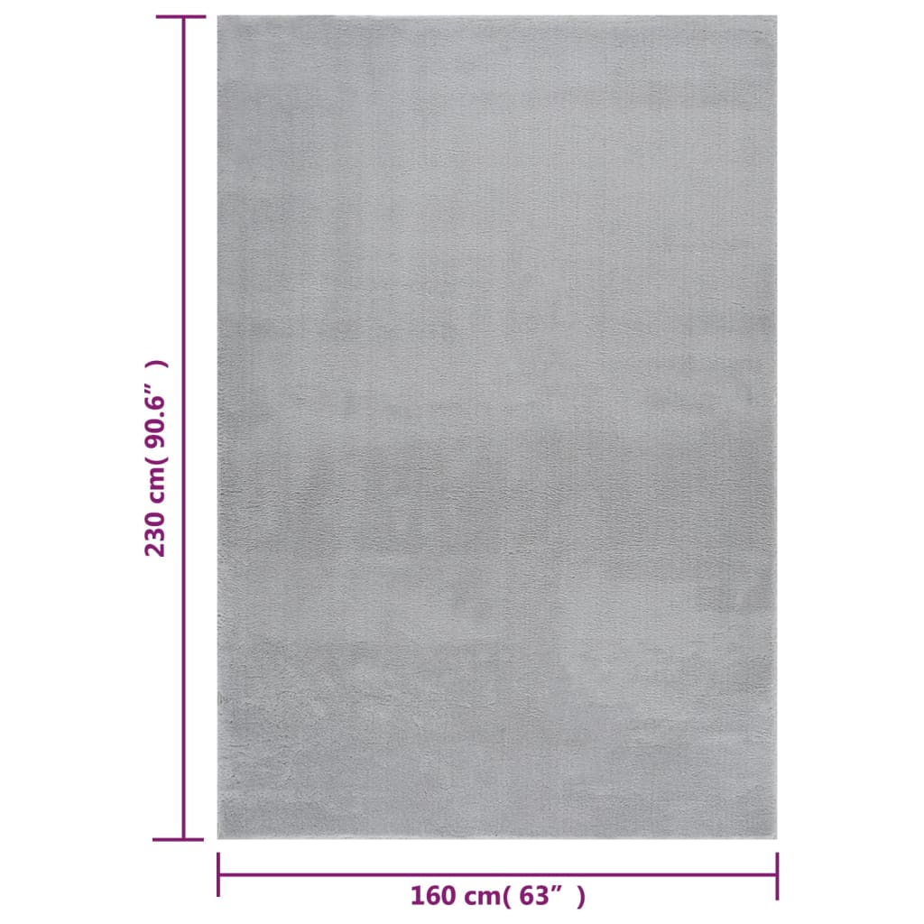 vidaXL gulvtæppe 160x230 cm blødt plys skridsikkert vaskbart lysegrå