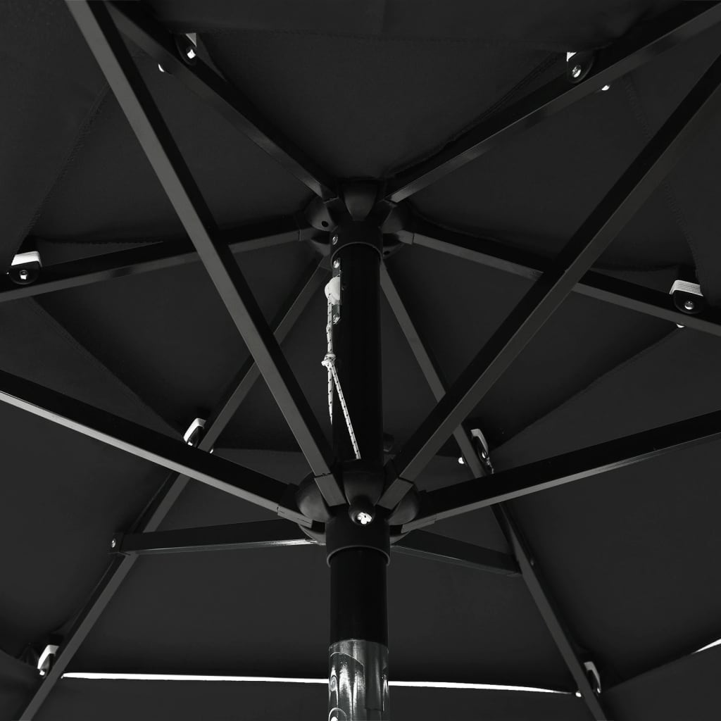 vidaXL parasol med aluminiumsstang i 3 niveauer 2 m sort