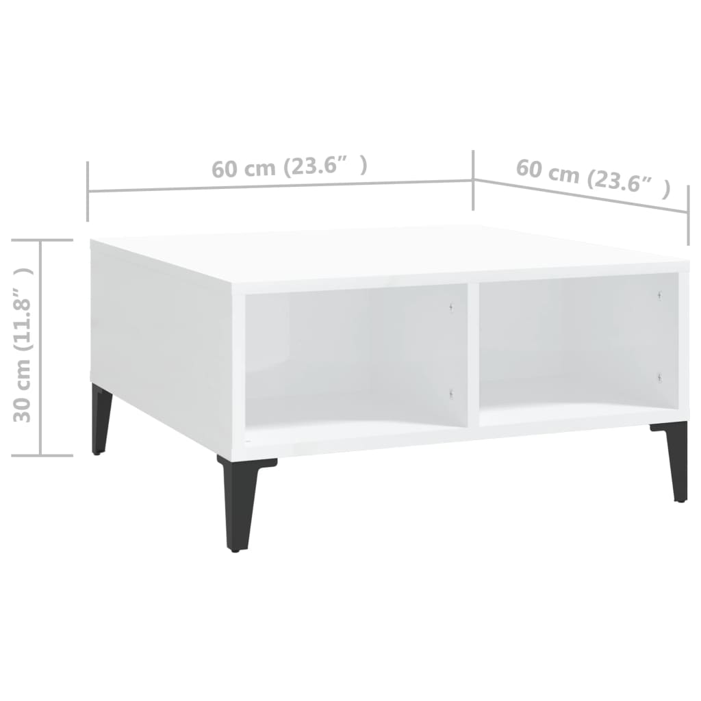 vidaXL sofabord 60x60x30 cm spånplade hvid højglans