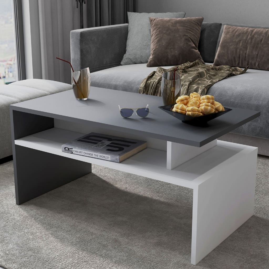Homemania sofabord Ada 90x50x43 cm hvid og antracitgrå