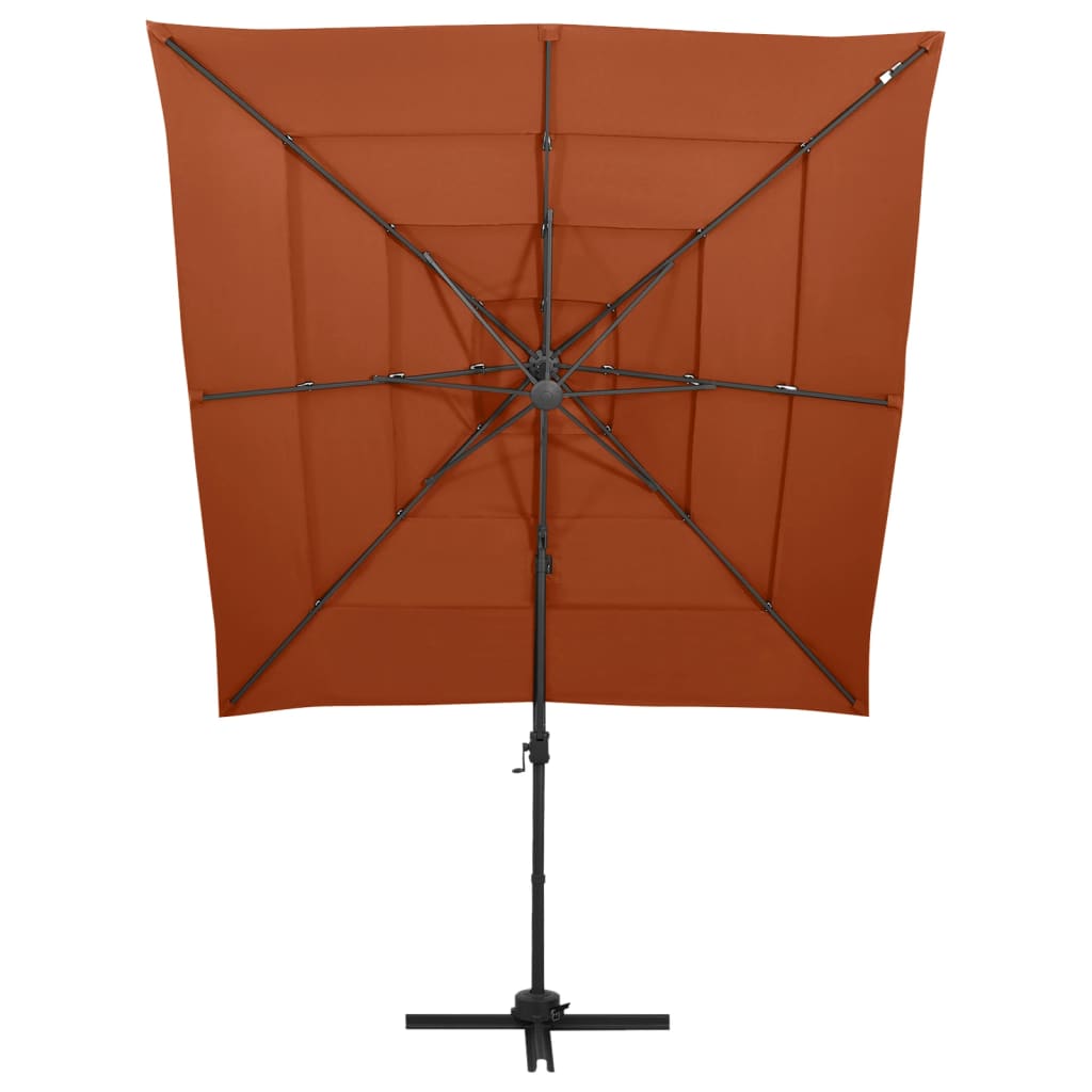 vidaXL parasol med aluminiumsstang i 4 niveauer 250x250 cm terrakotta