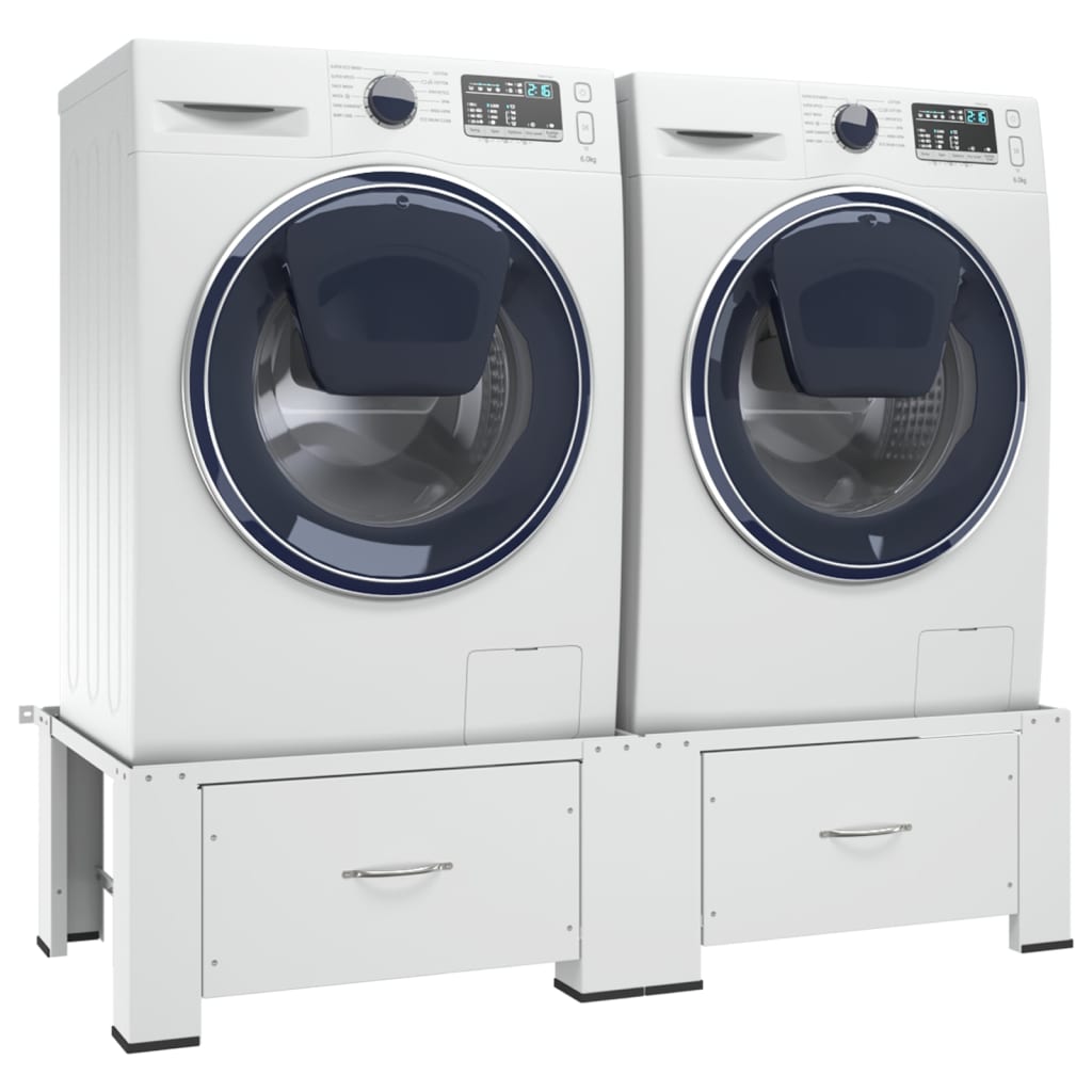 vidaXL dobbelt sokkel m. skuffer til vaskemaskine og tørretumbler hvid