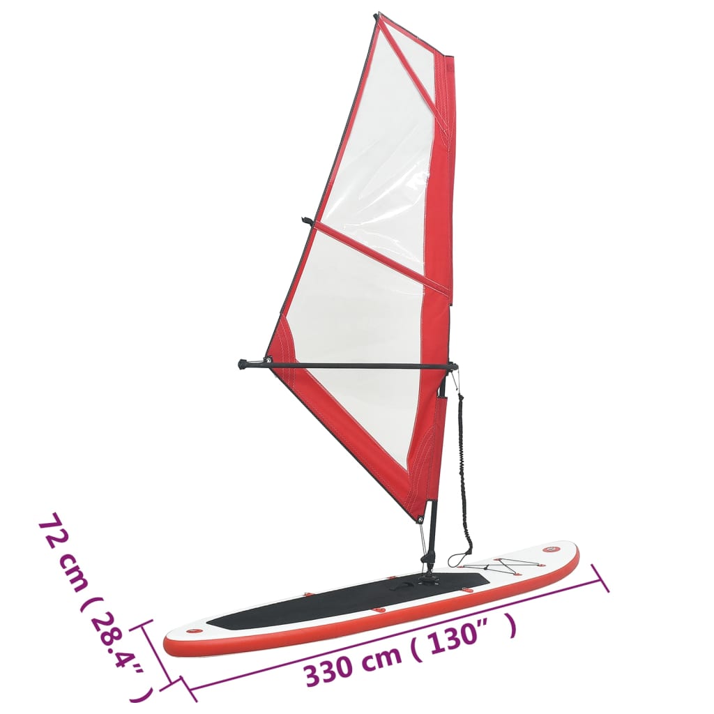 vidaXL oppusteligt paddleboard med sejl rød og hvid