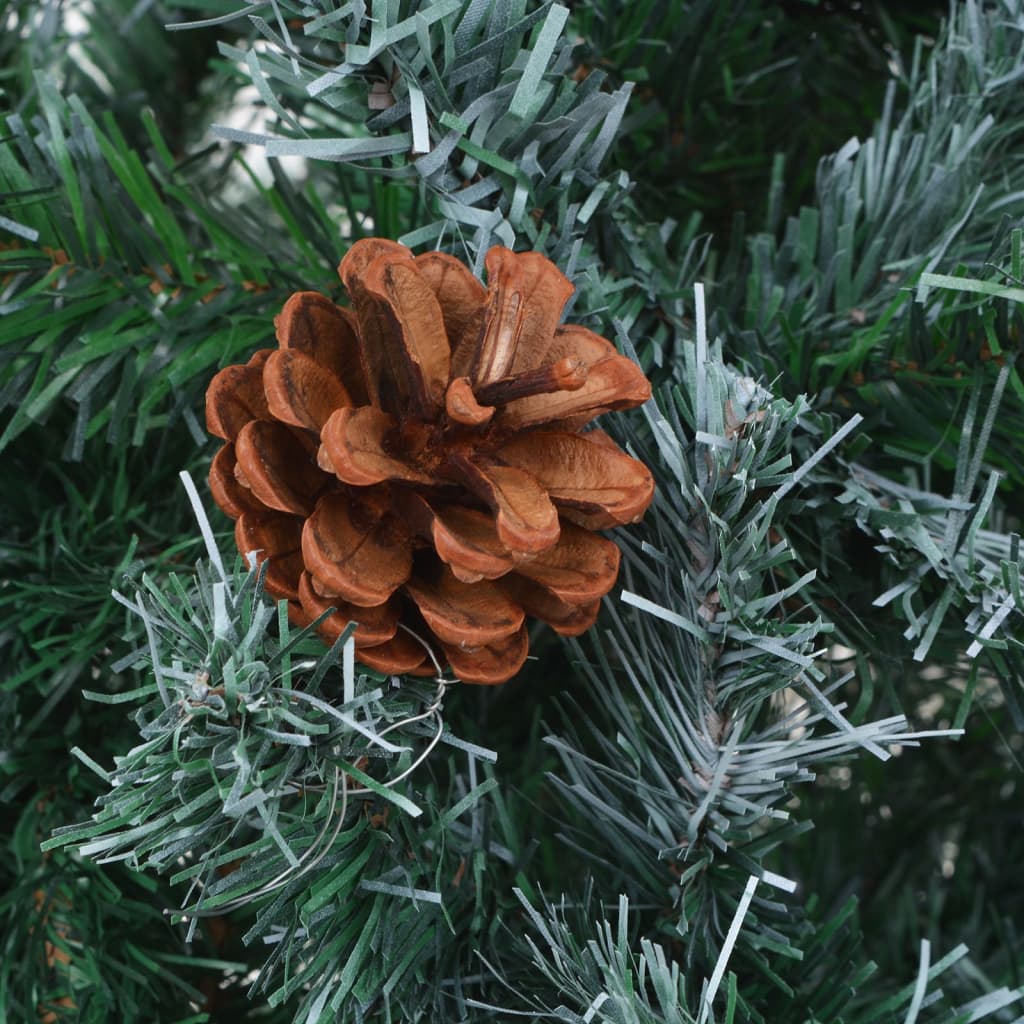 vidaXL juletræ med lys + julekugler og grankogler 210 cm