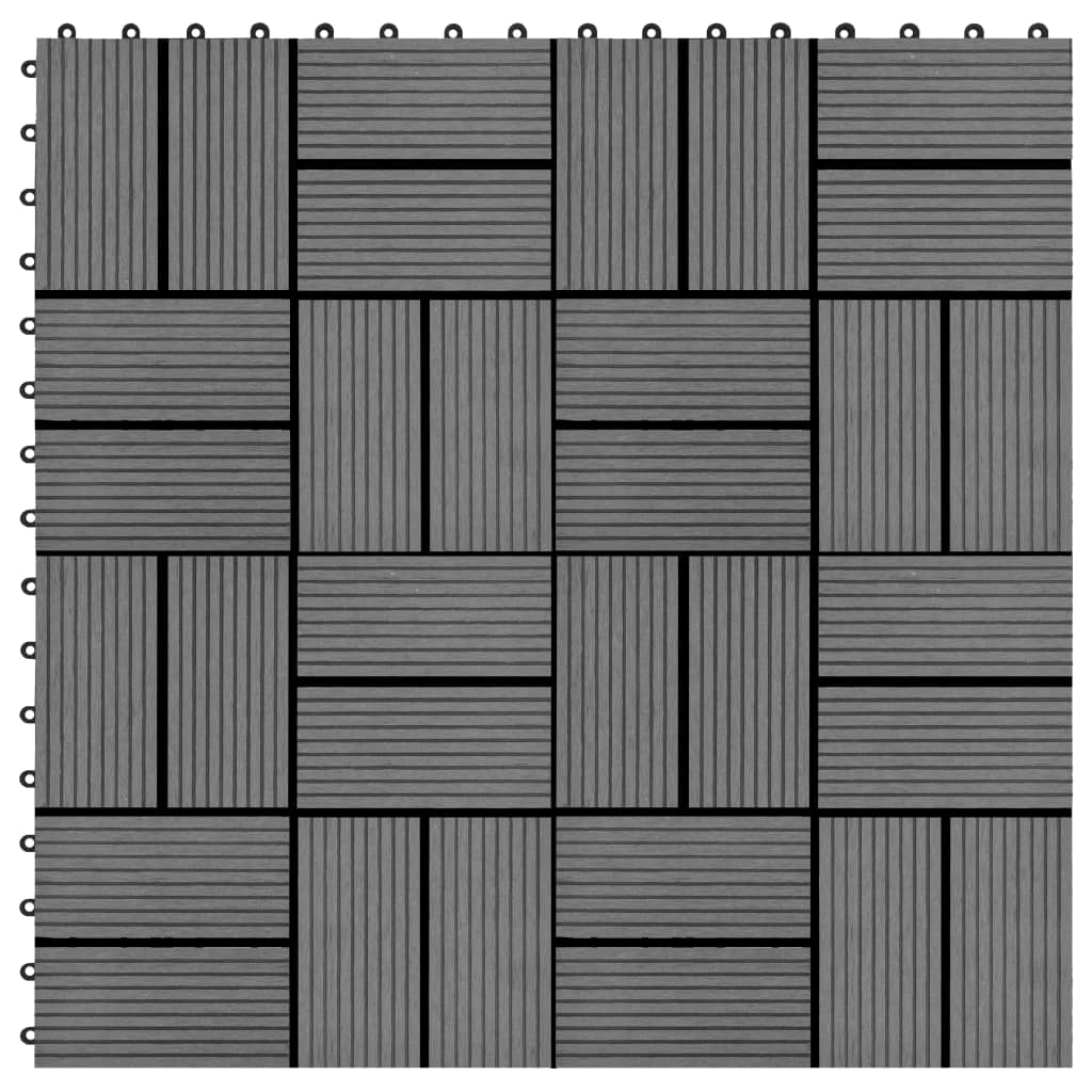 vidaXL terrassefliser 11 stk. WPC 30 x 30 cm 1 m2 grå
