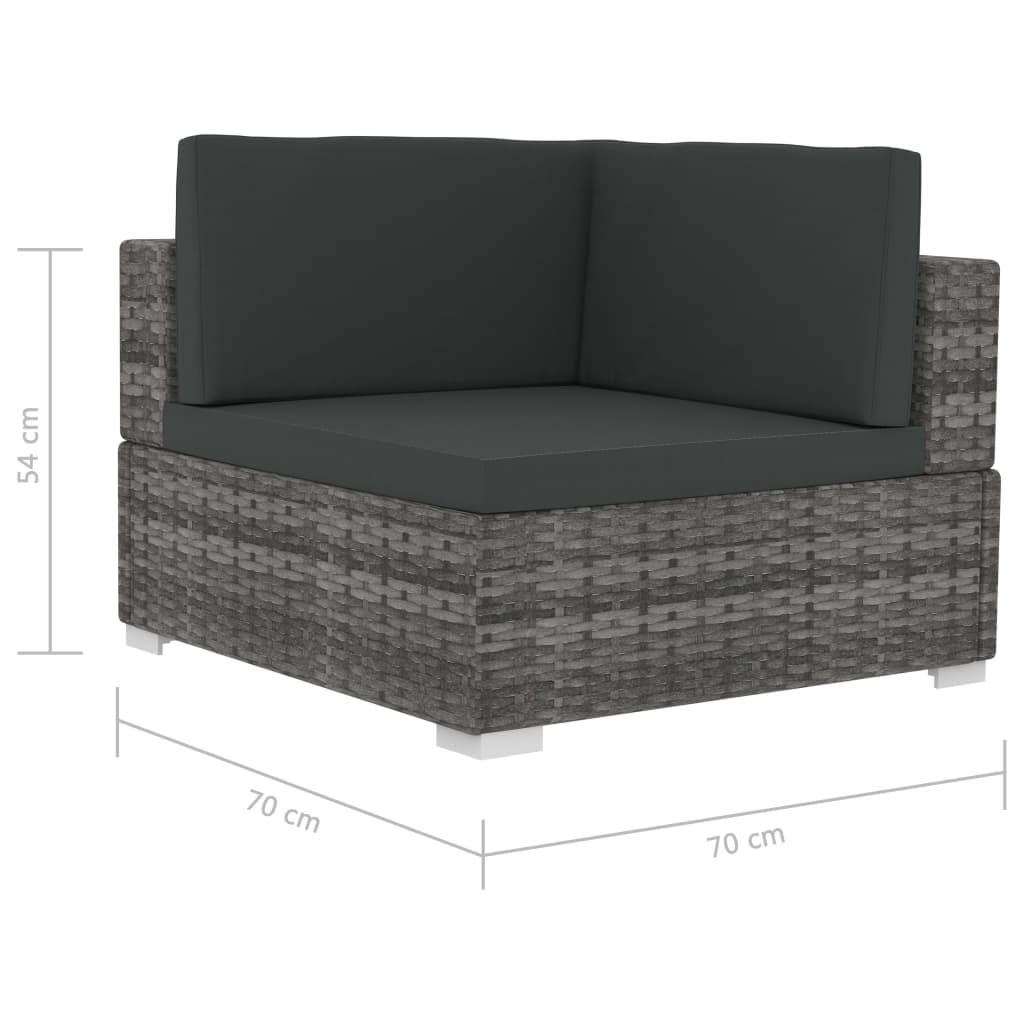 vidaXL hjørnesæde til sofa med hynder 2 stk. polyrattan grå