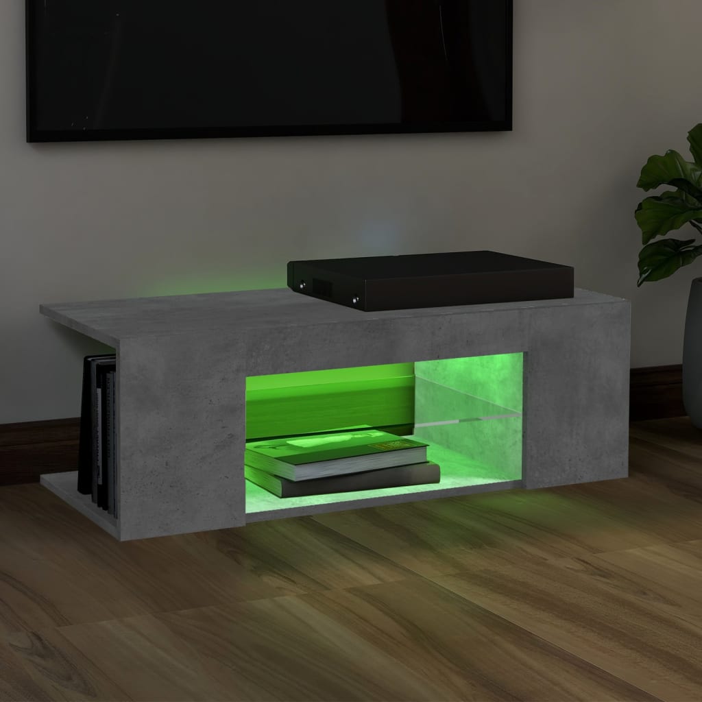 vidaXL tv-bord med LED-lys 90x39x30 cm betongrå
