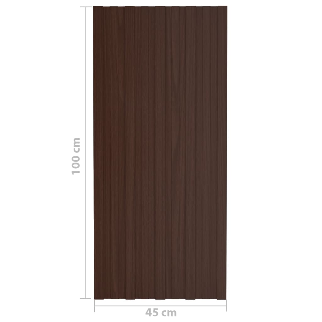 vidaXL tagplader 12 stk. 100x45 cm galvaniseret stål brun