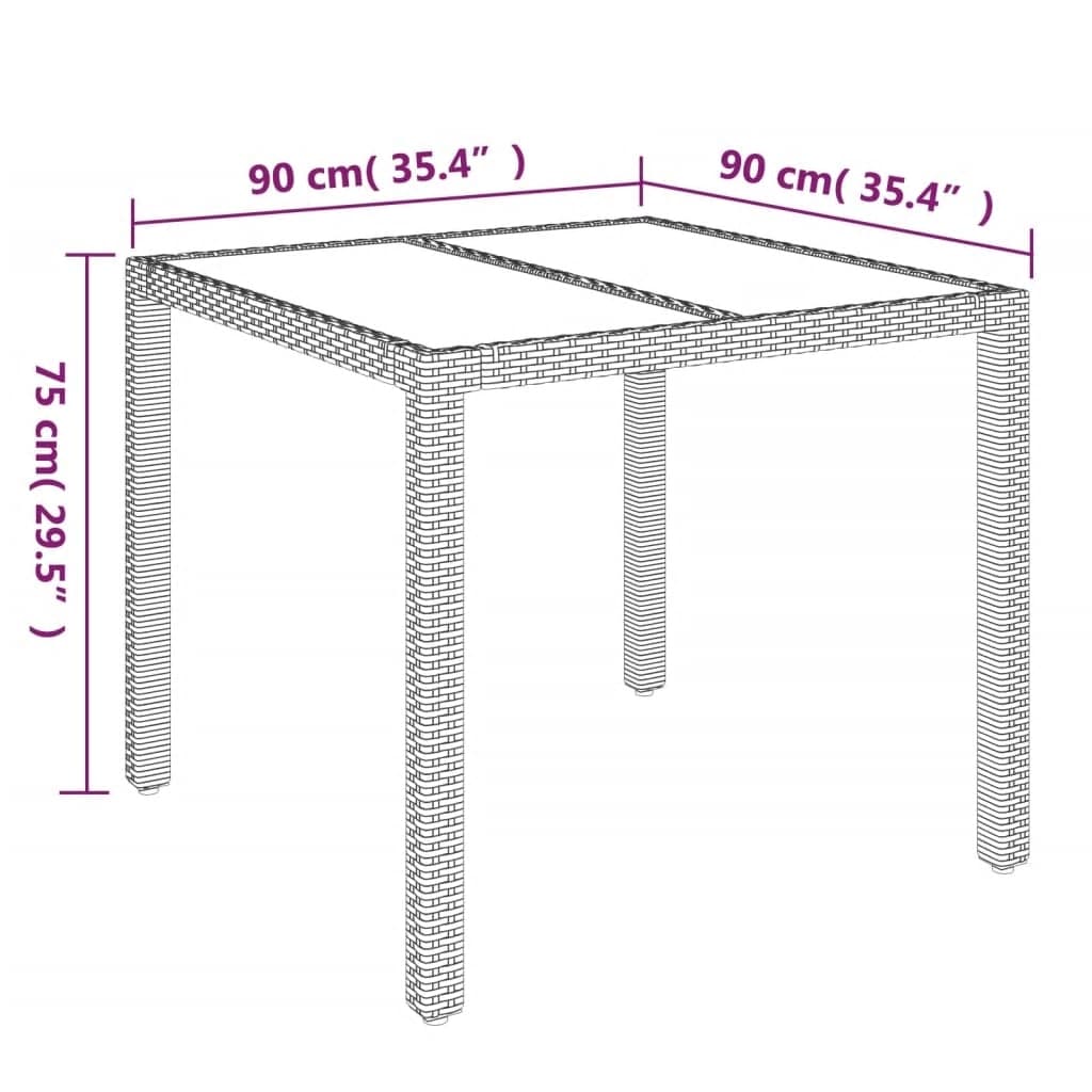vidaXL spisebordssæt til haven 3 dele med hynder polyrattan grå